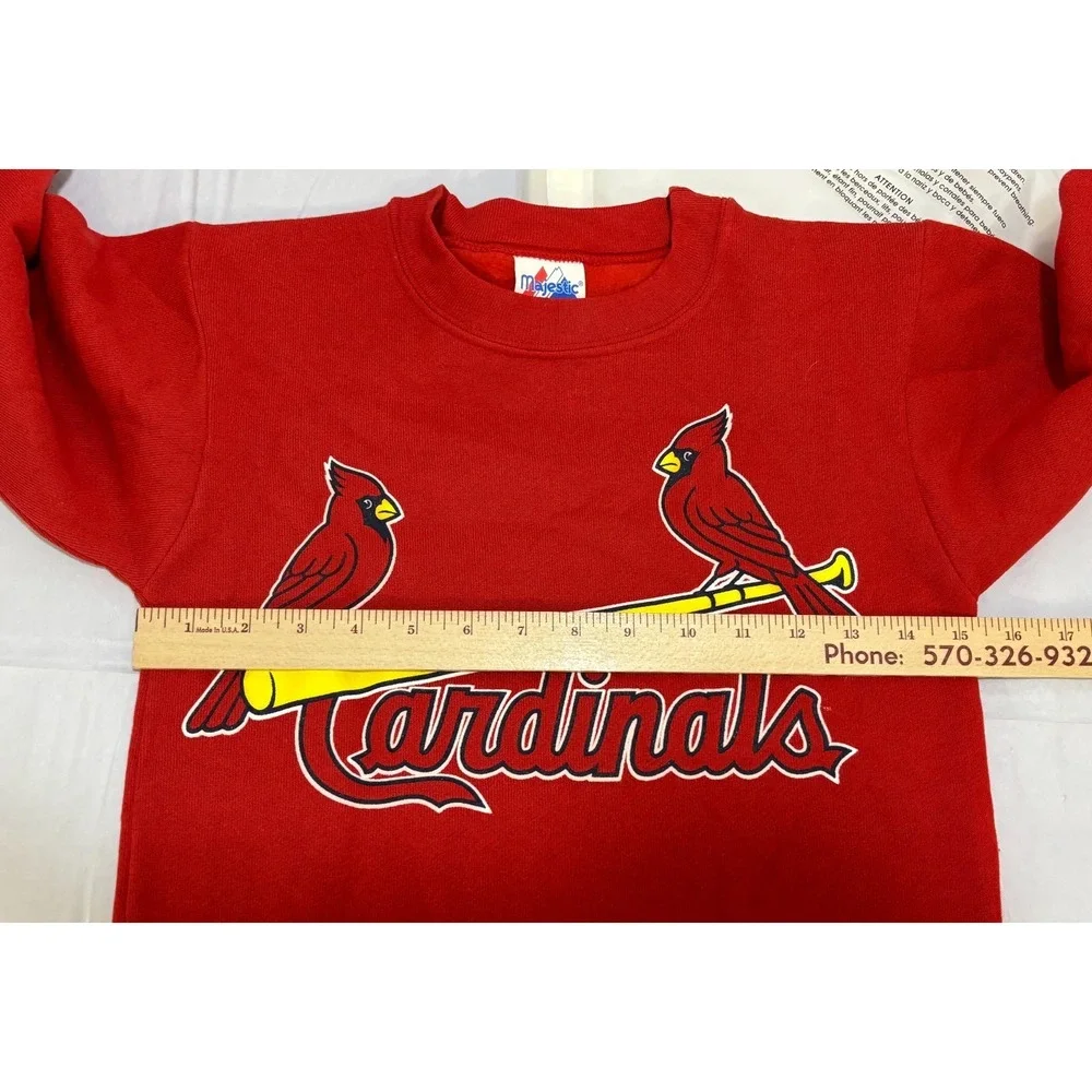 St. Louis Cardinals Majestic MLB Sweatshirt Youth Red Graphic Crewneck NWT Small